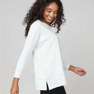 Spanx Women's White Dolman Pullover Sweater 3/4 Sleeve T-Shirt Size Large